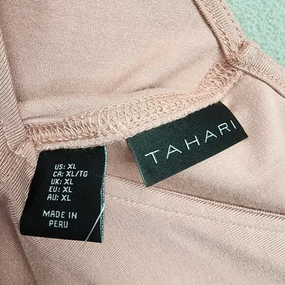 NWT Tahari Women’s Knit Top XL Pink V-Neck 3/4 Sleeve Stretch Pullover Casual - Picture 10 of 11